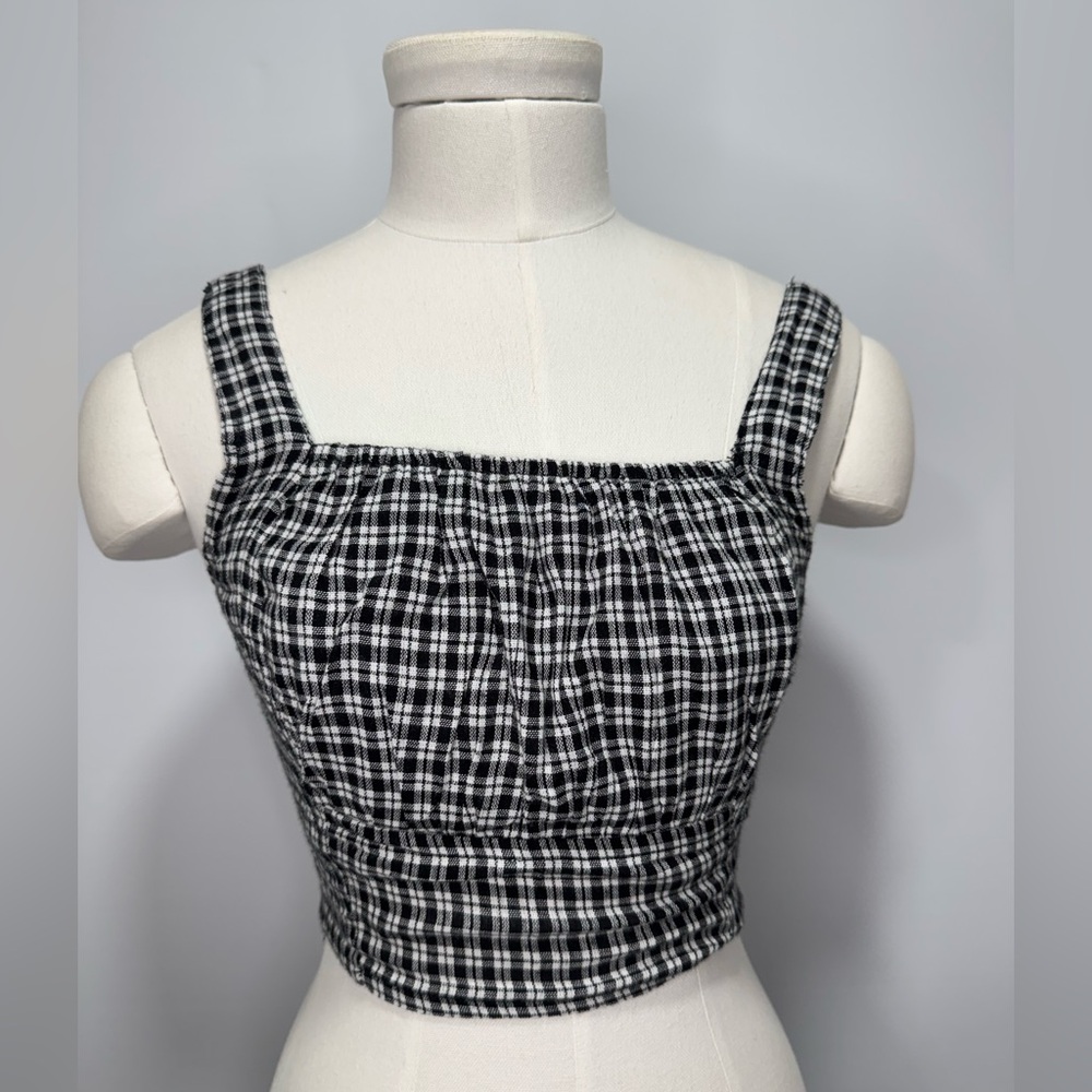 Black and White Plaid Women's Top